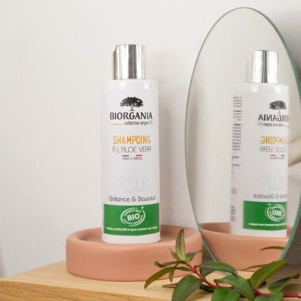 shampoing brillance et douceur Biorgania mise en scène