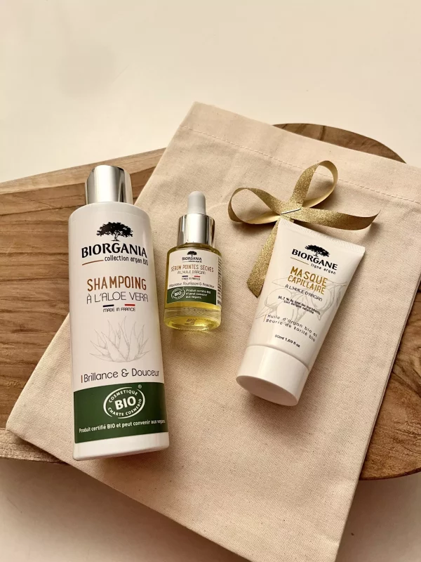 Routine cheveux - shampoing, masque et sérum à l'aloe vera et l'huile d'argan - Brillance et douceur